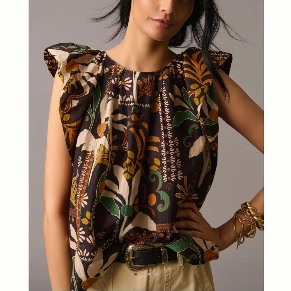 Anthropologie Velvet Graham Silk & Cotton Top - Picture 1 of 12